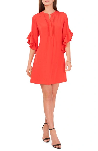 Shop Vince Camuto Flutter Sleeve Dress In Radient Red