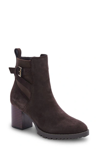 Shop Blondo Treasure Waterproof Leather Bootie In Brown Suede