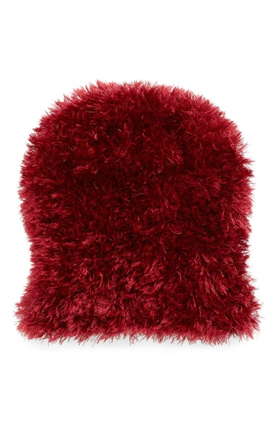 Nicholas Daley Hand Knit Fuzzy Hat In Burgundy | ModeSens