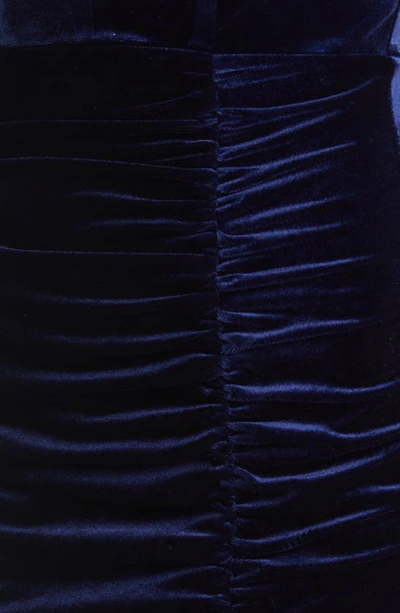 Lnl Front Ruched Velvet Minidress In Navy