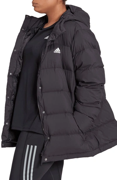 Shop Adidas Originals Helionic Hooded 600 Fill Power Down Jacket In Black