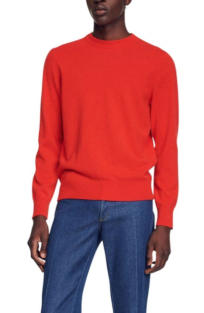 Shop Sandro Crewneck Cashmere Sweater In Orange
