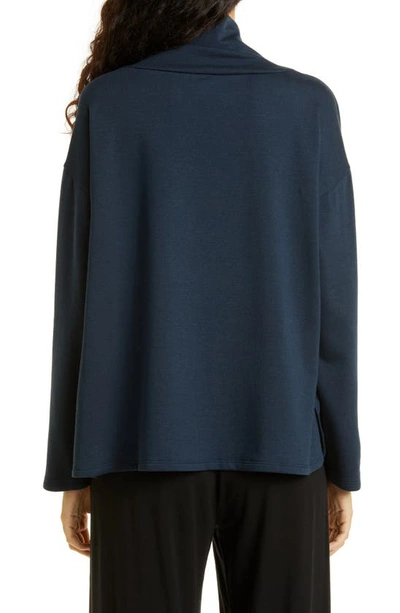 Eileen Fisher High Funnel Neck Top In Deep Adriatic