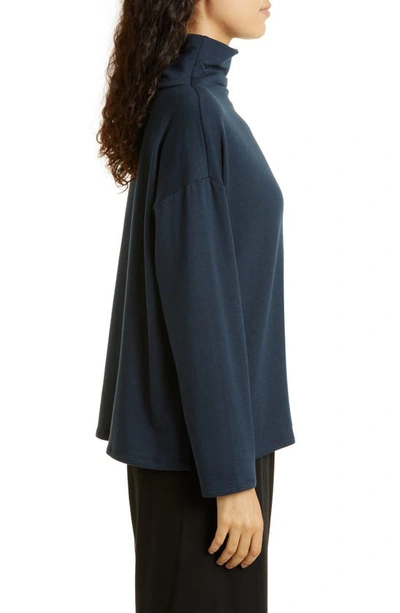 Eileen Fisher High Funnel Neck Top In Deep Adriatic