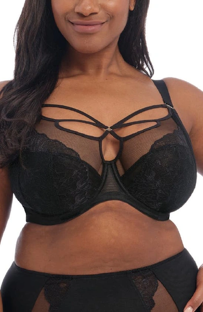 Shop Elomi Brianna Underwire Strappy Plunge Bra In Black