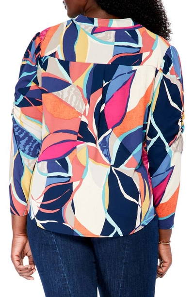 Shop Nic + Zoe Jigsaw Leaf Button-up Shirt In Pink Multi