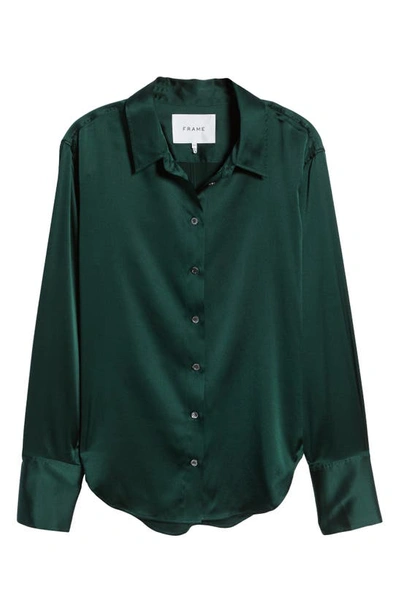 Shop Frame Stretch Silk Button-up Shirt In Pine