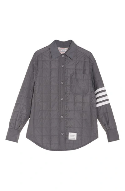 Shop Thom Browne 4-bar Quilted Down Shirt Jacket In Medium Grey