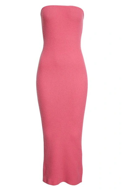 Shop Lapointe Cashmere Rib Tube Midi Dress In Magenta