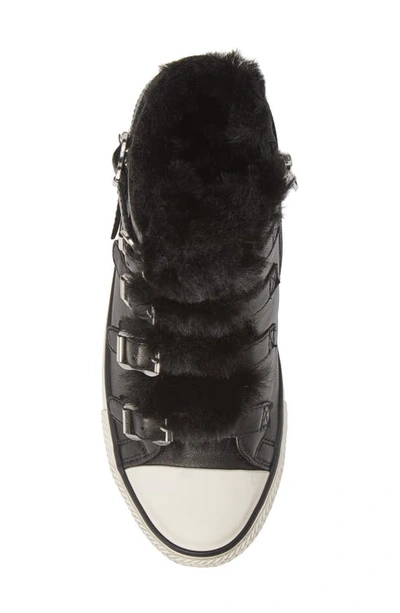 Shop Ash Valko High Top Sneaker In Black/ Black Faux Fur