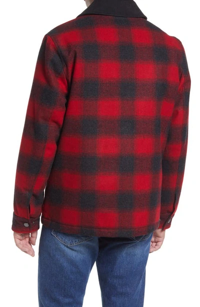 Shop Pendleton Front Range Plaid Water Resistant Wool Blend Shirt Jacket In Red Ombre