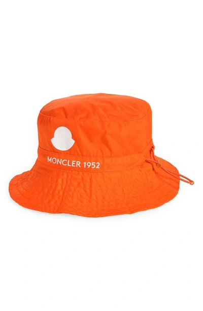 Shop Moncler Packable Water Repellent Nylon Bucket Hat In Orange