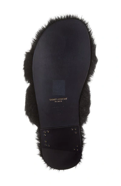 Shop Saint Laurent Pepe Faux Fur Slide Sandal In Nero