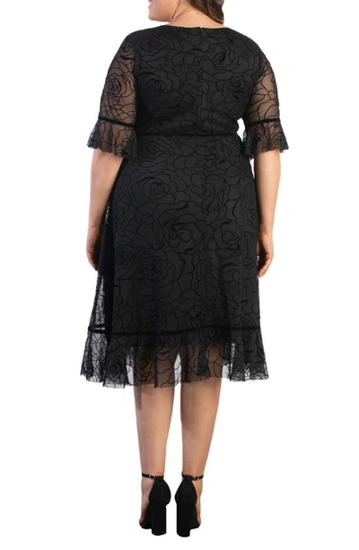 Kiyonna Francesca Mesh Cocktail Dress In Midnight Rose Garden