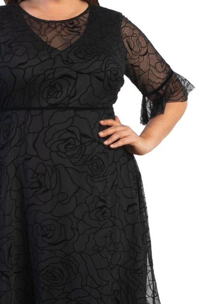 Kiyonna Francesca Mesh Cocktail Dress In Midnight Rose Garden