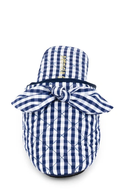 Patricia Green Zoe Gingham Quilted Slipper In Navy