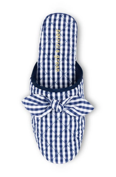 Patricia Green Zoe Gingham Quilted Slipper In Navy