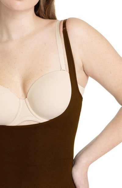Shapermint Open Bust Shaper Bodysuit In Chocolate