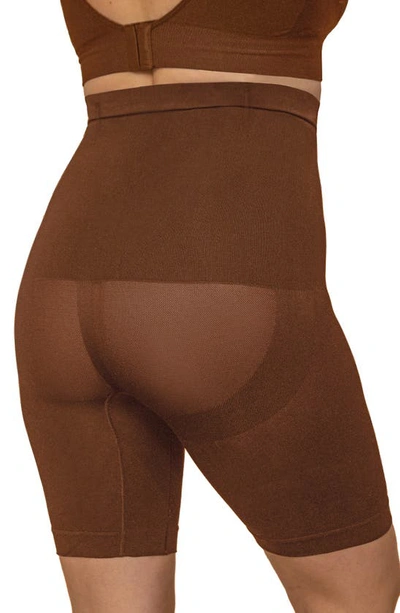 Shapermint High Waist Shaper Shorts In Chocolate