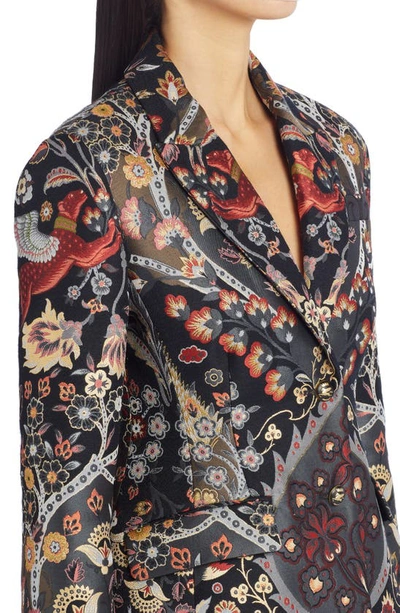 Jacquard Jacket With Floral Pattern And Pegaso In Black