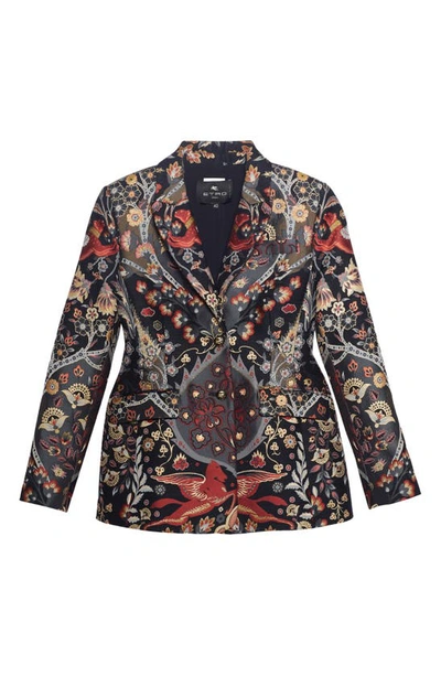 Shop Etro Dreams Floral Jacquard Single Breasted Jacket In Black 1