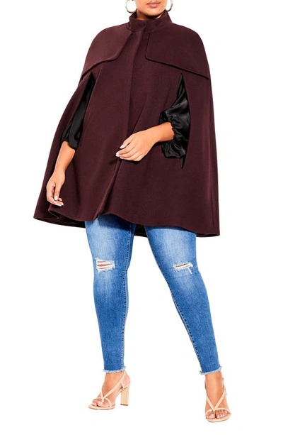 City Chic Anastasia Cape In Oxblood
