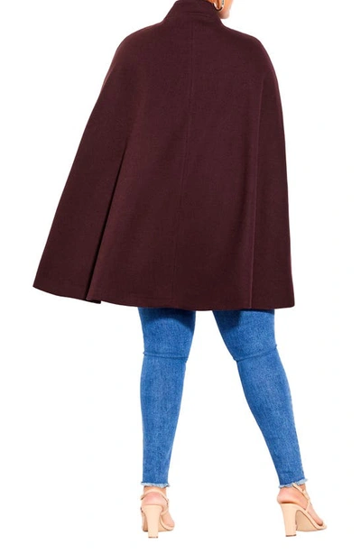 City Chic Anastasia Cape In Oxblood