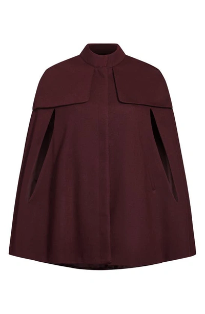 City Chic Anastasia Cape In Oxblood