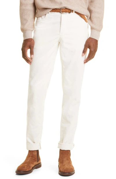 Shop Brunello Cucinelli Fine Wale Cotton Corduroy Pants In Off White