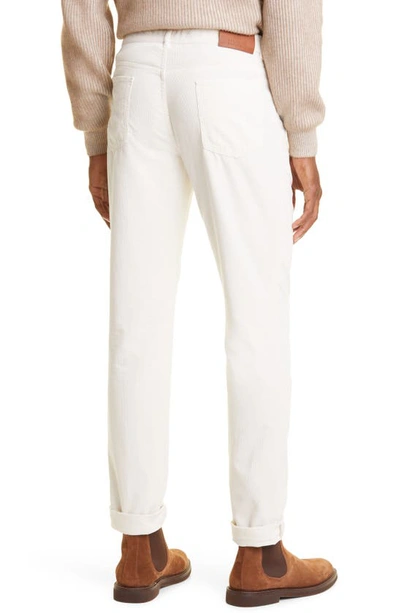 Shop Brunello Cucinelli Fine Wale Cotton Corduroy Pants In Off White