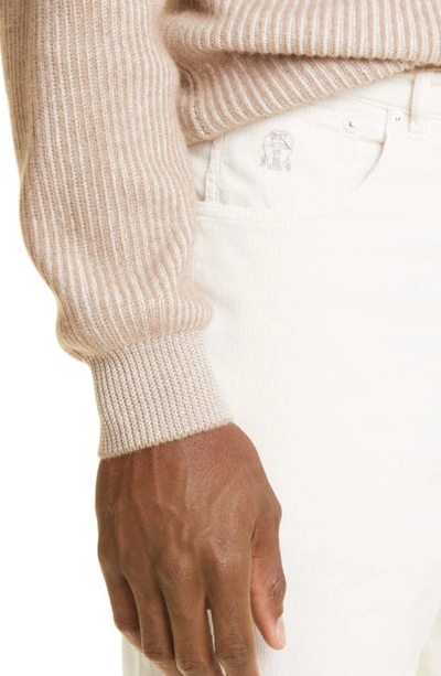 Shop Brunello Cucinelli Fine Wale Cotton Corduroy Pants In Off White