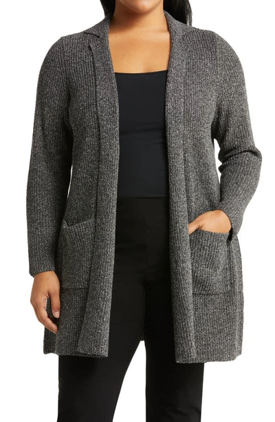 Open-front Textured Silk Noil Cardigan In Char