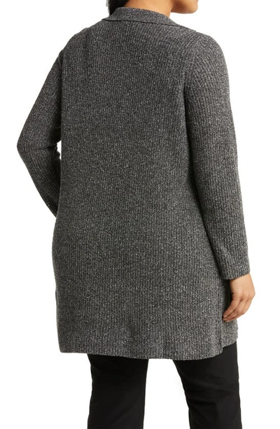 Shop Eileen Fisher Stand Collar Silk Cardigan In Charcoal