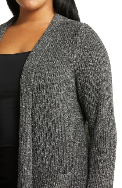 Shop Eileen Fisher Stand Collar Silk Cardigan In Charcoal