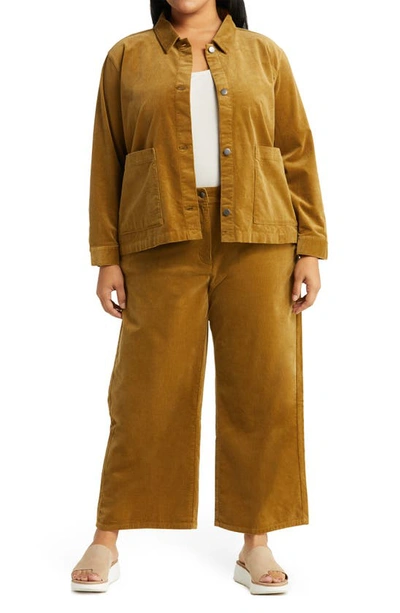 Eileen Fisher Wide Leg Crop Corduroy Pants In Butternut