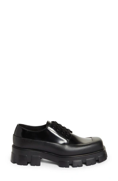 Prada Men's Brushed Derby Leather Loafers In Black | ModeSens