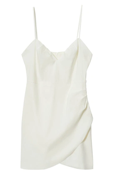 Mango Pleated Linen-blend Dress White In White