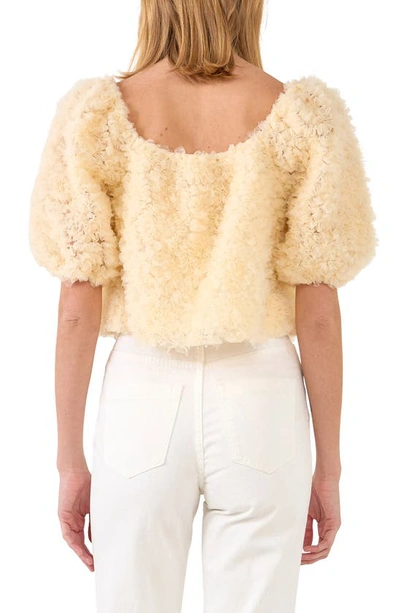 Endless Rose Mesh Fabric Floral Shape Top In Ivory