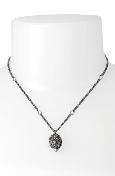 Shop Kurt Geiger Eagle Pendant Necklace In Antique Silver