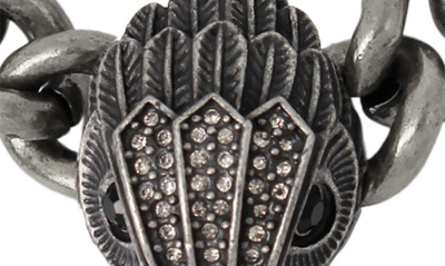 Shop Kurt Geiger Eagle Collar Necklace In Antique Silver