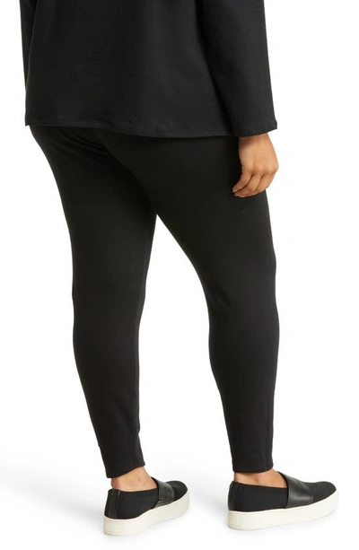 Eileen Fisher High-rise Cropped Terry Leggings In Black