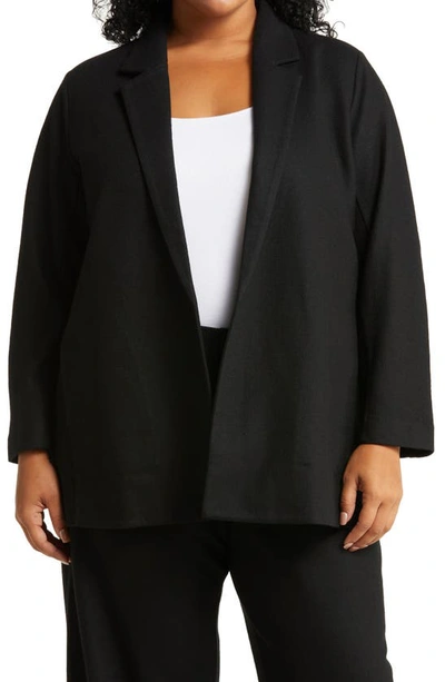 Shop Eileen Fisher Open Front Long Wool Blazer In Black