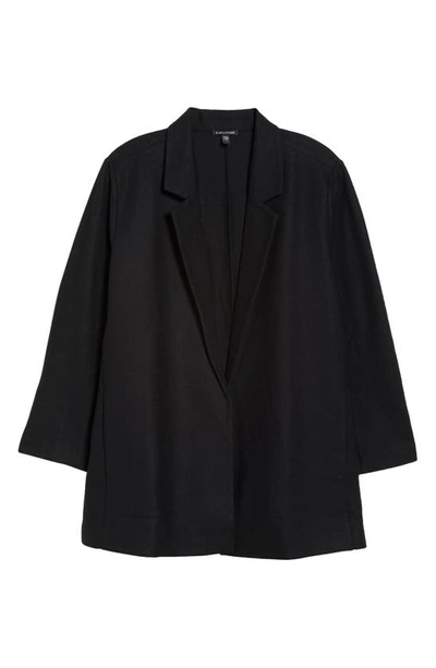 Shop Eileen Fisher Open Front Long Wool Blazer In Black