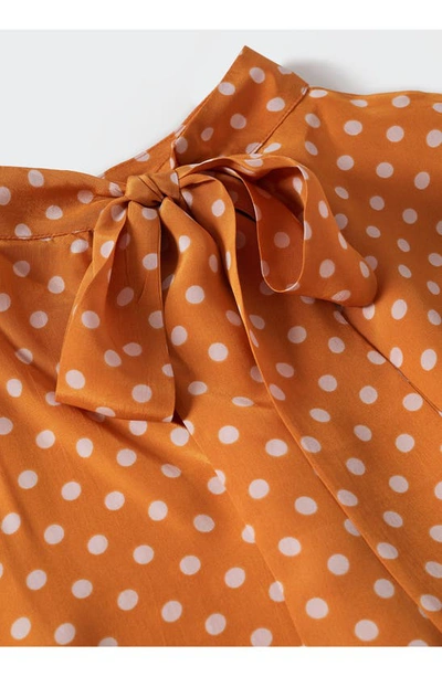 Mango Polka Dot Satin Sleeveless Blouse In Brown