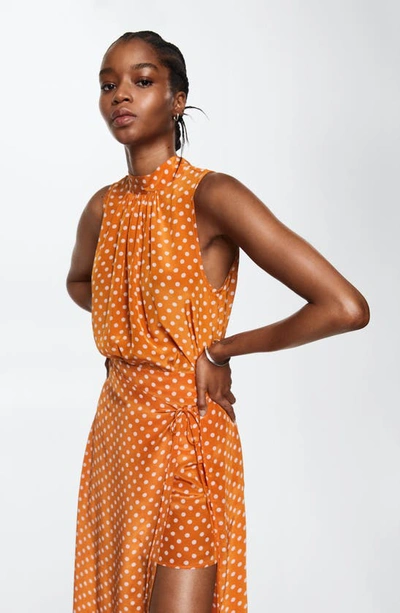 Mango Polka Dot Wrap Midi Skirt In Brown | ModeSens