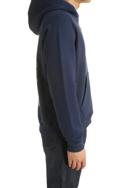 Shop Kenzo Reversible Embroidered Map Cotton Hoodie In Midnight Blue