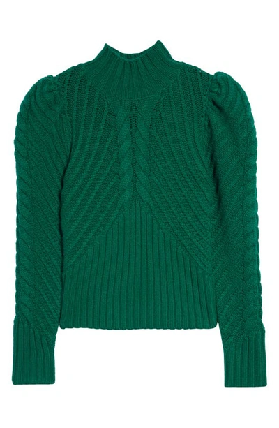 Zimmermann Celestial Cable Stitch Turtleneck Cashmere Blend Sweater In Forest