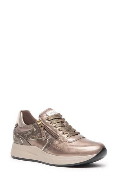 Shop Nerogiardini Logo Zip Wedge Sneaker In Brown