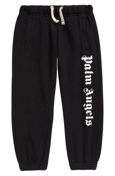 Shop Palm Angels Kids' Overlogo Classic Cotton Joggers In Black White
