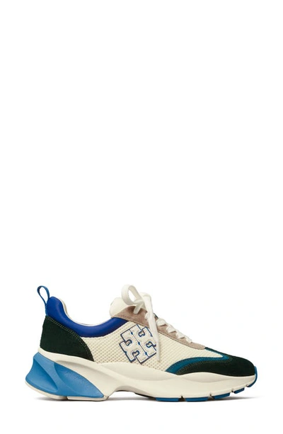 Shop Tory Burch Good Luck Trainer Sneaker In Ivory/ Cream/ Green